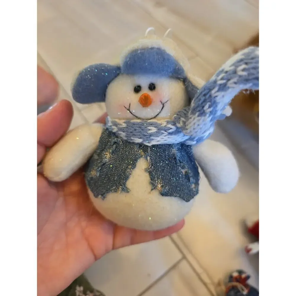 Stand Up Fuzzy Snowman Stuff‎ Animal Winter Holiday Decoration Lot Of 3